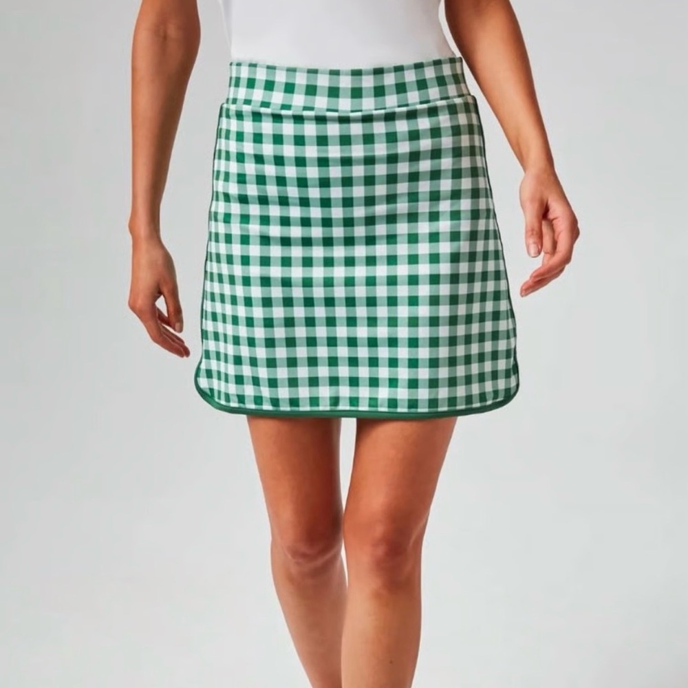 Green Gingham A-Line Tuckernuck Women’s Golf Pickleball Skirt skort